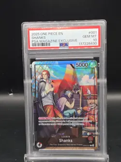 2025 ONE PIECE PROMOS PSA MAGAZINE EXCLUSIVE #001 SHANKS PSA 10 - Image 1