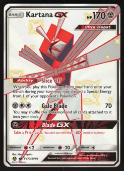 Kartana GX SV73/SV94 Pokemon Hidden Fates Holo Full Art Card - Image 1