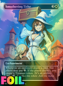 Smothering Tithe Anime Style FOIL High Quality Altered Art Custom Playtest Card - Image 1