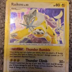 Pokemon Raikou Basic Thunder Holo 80 HP Thunder Climb 50+ Nintendo TCG Card - Image 1