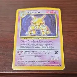 Pokemon Alakazam 80 HP Rare 1/102 Base Set 1999 Confuse Ray Psychic TCG Card - Image 1