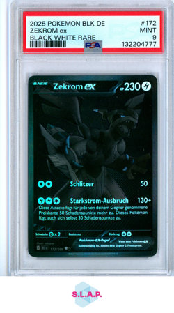 ZEKROM EX BLACK WHITE RARE POKEMON GERMAN BLK DE-BLACK BOLT 2025 172 PSA 9 - Image 1