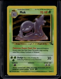 Pokemon TCG Muk 13/62 Fossil Holo Rare MP - Image 1