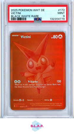 VICTINI BLACK WHITE RARE POKEMON GERMAN WHT DE-WHITE FLARE 2025 172 PSA 9 - Image 1