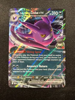 TEAM ROCKET'S CROBAT EX 122/182 DESTINED RIVALS POKEMON (DOUBLE RARE, NM) - Image 1