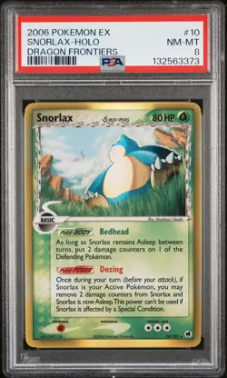 2006 POKEMON EX DRAGON FRONTIERS #10 SNORLAX-HOLO PSA 8 - Image 1
