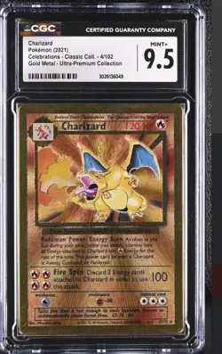 2021 Pokemon Charizard Celebrations - Ultra Premium Gold Metal 4/102 - CGC 9.5 - Image 1