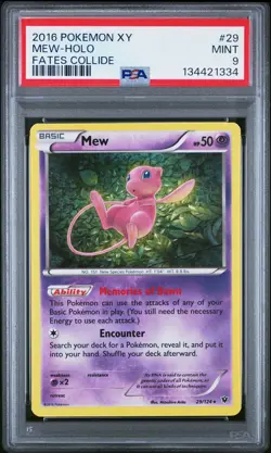 2016 POKEMON XY FATES COLLIDE #29 MEW-HOLO PSA 9 - Image 1