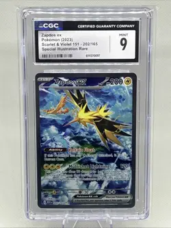 CGC 9 Zapdos ex 202/165 Holo SIR 2023 Scarlet & Violet 151 Pokemon #202 - Image 1