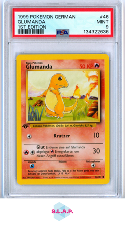 GLUMANDA 1ST EDITION POKEMON GERMAN 1999 46 PSA 9 - Image 1