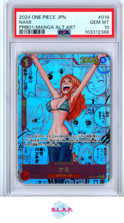NAMI MANGA ALT ART ONE PIECE JAP PRB01-PREMIUM BOOSTER-THE BEST- 2024 016 PSA 10 - Image 1