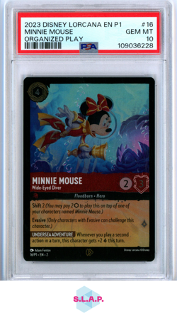 MINNIE MOUSE ORGANIZED PLAY DISNEY LORCANA EN P1-PROMO 2023 16 PSA 10 - Image 1