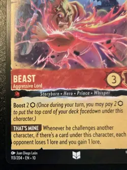 Beast - Aggressive Lord 113/204 Uncommon Whispers In The Well Disney Lorcana TCG - Image 4
