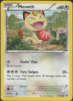 Meowth 67/108 Roaring Skies Common Pokemon Card Near Mint - Image 1