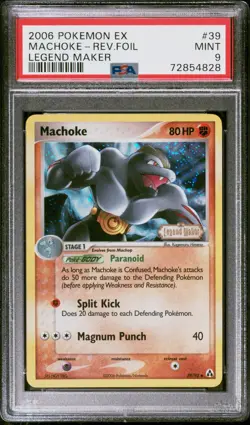 Pokemon Card Machoke 39/92 Reverse Holo Legend Maker PSA 9 MINT - Image 1