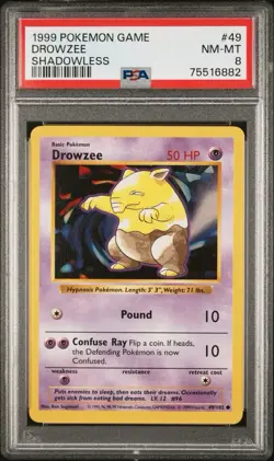 1999 POKEMON BASE SET 1ST EDITION #49 DROWZEE PSA 8 - Image 1