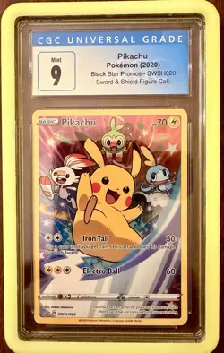 CGC 9 Mint 2020 POKEMON SWSH020 PROMO FIGURE Collection PIKACHU W/ Slab guard - Image 1