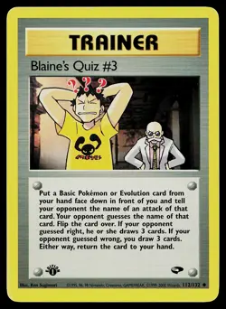 Pokemon Card Blaine's Quiz #3 112/132 Gym Challenge 1st Edition - Image 1