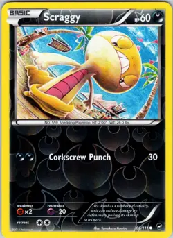 Scraggy 66/111 XY - Furious Fists Pokemon TCG NM Reverse Holo - Image 1