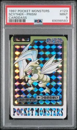 Scyther Prism 123 Carddass Pokemon Card Vending 1997 Pocket Monsters - PSA 9 - Image 1