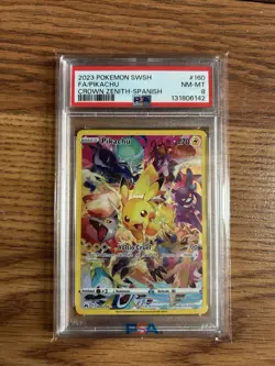 Pokemon TCG Pikachu Crown Zenith Spanish Full Art PSA 8 - Image 1