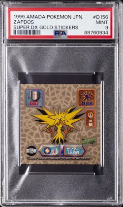 1999 AMADA POKEMON JPN SUPER DX GOLD STICKERS #D156 ZAPDOS PSA 9 - Image 1