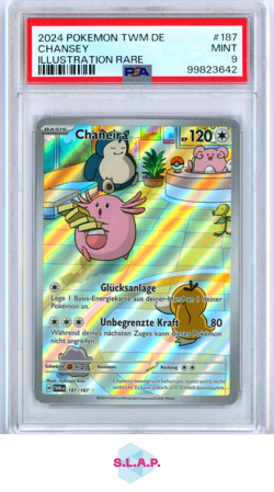 CHANSEY ILLUSTRATION RARE POKEMON GER TWM DE-TWILIGHT MASQUERADE 2024 187 PSA 9 - Image 1