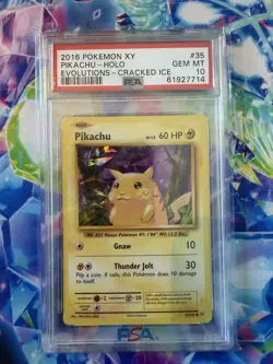 2016 POKEMON XY EVOLUTIONS #35 PIKACHU-HOLO EVOLUTIONS-CRACKED ICE - PSA 10 - Image 1