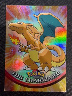 1999 Topps #06 Charizard Holo Foil TV Animation Series 1 Pokemon Blue Logo (LP-) - Image 1