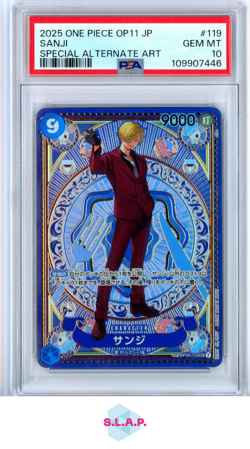 SANJI BANDAI 119 2025 OP11 A FIST OF DIVINE SPEED - JAPANISCH PSA 10 - Image 1