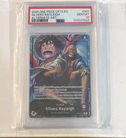 One Piece CCG OP12-001 Silvers Rayleigh Legacy of the Master. Alt. Art. PSA 10. - Image 1