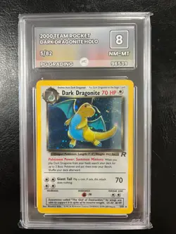 Pokemon Dark Dragonite TCG Team Rocket Unlimited Holo Card 5/82 PG 8 not psa - Image 1