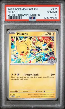 PSA 10 GEM MINT Pikachu 225 (World Championship 2025) 225 SV: Promo Cards... - Image 1