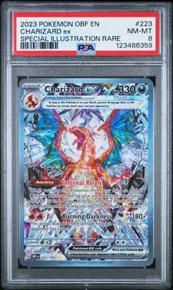Pokemon TCG 2023 Obsidian Flames Charizard EX Card 223/197 Sir PSA 8 - Image 1