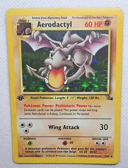 1st Edition Aerodactyl HOLO 1/62 Fossil Vintage Pokemon TCG - NICE CARD! - Image 1