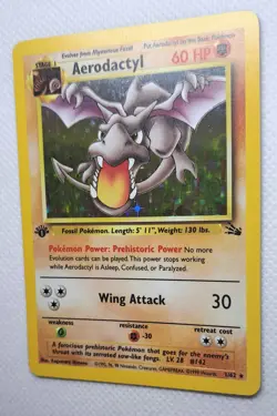 1st Edition Aerodactyl HOLO 1/62 Fossil Vintage Pokemon TCG - NICE CARD! - Image 2