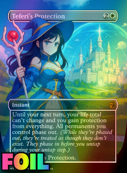 Teferi's Protection Anime Style FOIL High Quality Alt Art Custom Playtest Card - Image 1