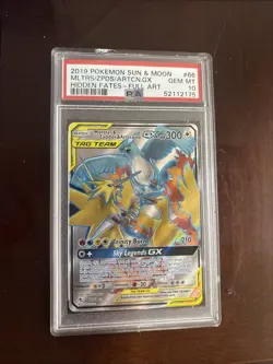 2019 POKEMON SM HIDDEN FATES #66 FA/MOLTRES & ZAPDOS & ARTICUNO GX PSA 10 - Image 1