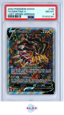 FA/GIRATINA V LOST ORIGIN-GERMAN POKEMON SWORD & SHIELD LOST ORIG 2022 186 PSA 8 - Image 1