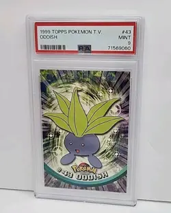 PSA 9 Oddish #43 Topps 1999 Pokemon TV Edition Black Label Card Graded Mint 9 - Image 1