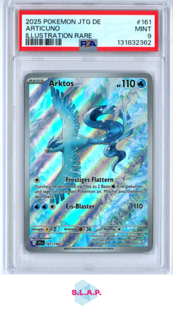 ARTICUNO ILLUSTRATION RARE POKEMON GERMAN JTG DE-JOURNEY TOGETHER 2025 161 PSA 9 - Image 1
