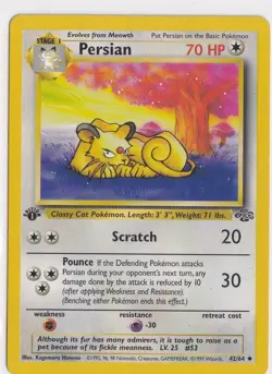 Pokemon TCG Persian Jungle 42/64 Regular 1999-2000 Wizards Base Set Copyright... - Image 1