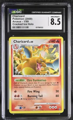 CGC 8.5 Charizard 2009 Arceus 1/99 Cracked Ice Holo Pokemon Card - Image 1