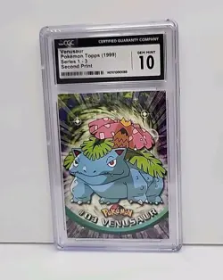 CGC 10 💎 Venusaur #03 Topps 1999 Pokemon TV Black Label Second Print Series 1💎 - Image 2