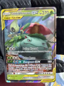Pokemon Celebi & Venusaur GX TAG TEAM Ultra Rare Holo Team Up 1/181 HP 270 - Image 1