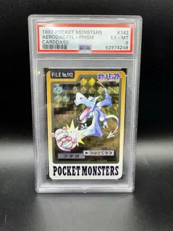 1997 POCKET MONSTERS CARDDASS #142 AERODACTYL-PRISM PSA 6 - Image 1