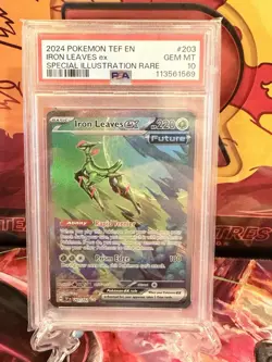 Pokemon 2024 Temporal Forces Iron Leaves EX 203/162 PSA 10 Sir - Image 1