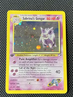 Sabrina's Gengar 14/132 1st Edition Holo Rare Gym Heroes Pokemon TCG MP/LP - Image 1
