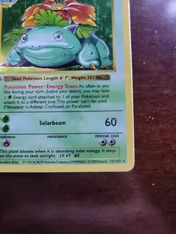 Pokemon TCG 1st Edition Shadowless 1999 - Venusaur Base Set 15/102 Holo Rare - Image 4