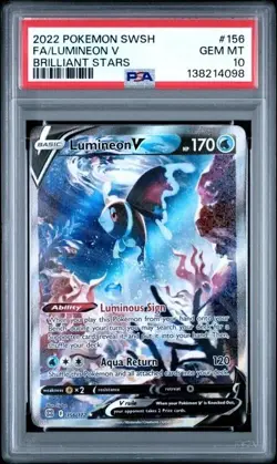 Lumineon V #156 PSA 10 • 2022 Brilliant Stars Full Art Gem Mint Pokemon - Image 1